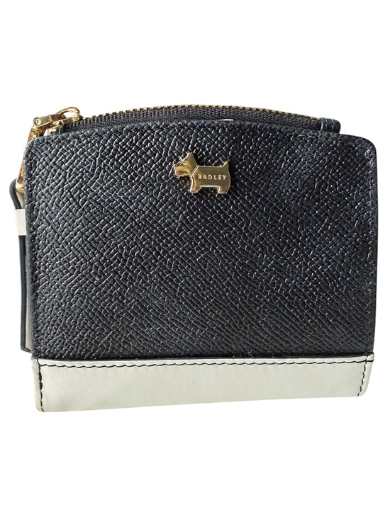 RADLEY LONDON Handbags - Radley London Hampton Small Bifold Zip Wallet Black White Saffiano Leather